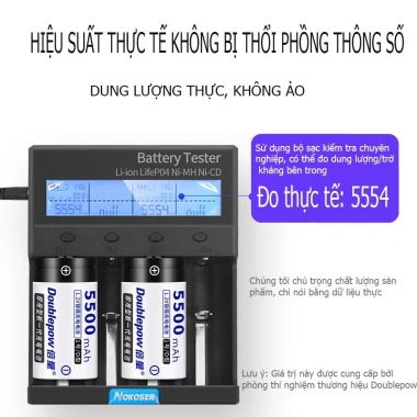 Bộ Sạc Pin Doublepow DP-D02 2 Pin 5.500mAh Chính Hãng Sạc AA AAA 9V 100.000 VND