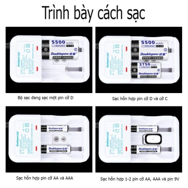 Bộ Sạc Pin Doublepow DP-D02 2 Pin 5.500mAh Chính Hãng Sạc AA AAA 9V 100.000 VND 9 Bộ Sạc Pin Doublepow DP-D02 2 Pin 5.500mAh Chính Hãng Sạc AA AAA 9V 100.000 VND 9