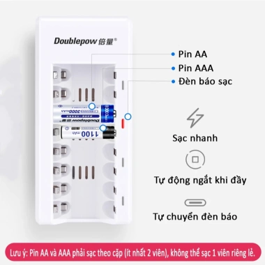 Bộ sạc pin K18 pin sạc 1.2V AA/AAA Doublepow dùng cho Micro, bàn chải điện, remote, giảm 20% chỉ 139.000₫