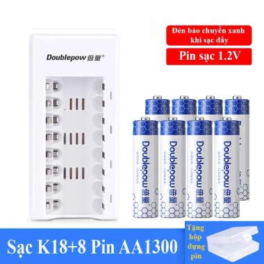 Bộ sạc pin K18 pin sạc 1.2V AA/AAA Doublepow dùng cho Micro, bàn chải điện, remote, giảm 20% chỉ 139.000₫