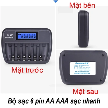 Bộ sạc pin K66 Doublepow 12 ngàm AA/AAA sạc thông minh, dung lượng cao 188.000 VND