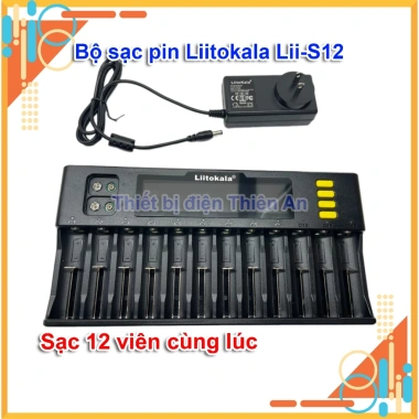 Bộ sạc pin Liitokala Lii-S12 12 khe đa năng 9V-18.650-26.650-21.700-26.700-AA-AAA, giá ưu đãi 833.000₫