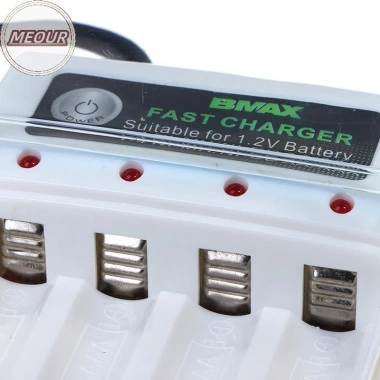 Bộ sạc pin Meour 1.2V‑1.5V AA/AAA cho điều khiển từ xa, cắm EU‑VN, chỉ 74.000₫