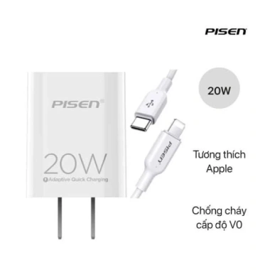Bộ sạc Pisen 20W sạc nhanh, chân thẳng, bảo hành 1 đổi 1, mã TS C135 - 250k 2