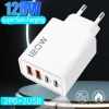 Bộ sạc USB-C 120W 4 trong 1 siêu nhanh 3.0 - Đa năng du lịch, cáp kèm, phích EU US UK 2