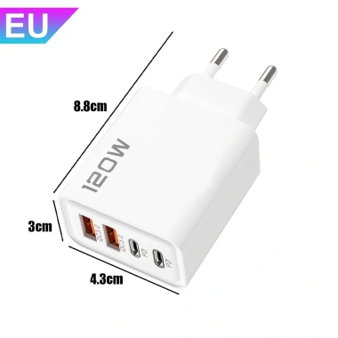 Bộ sạc USB-C 120W 4 trong 1 siêu nhanh 3.0 - Đa năng du lịch, cáp kèm, phích EU US UK 10 Bộ sạc USB-C 120W 4 trong 1 siêu nhanh 3.0 - Đa năng du lịch, cáp kèm, phích EU US UK 10