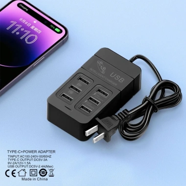 Bộ sạc USB đa cổng 35W sạc nhanh, ổ cắm EU/Mỹ, chuyển đổi phích cắm điện thoại 4