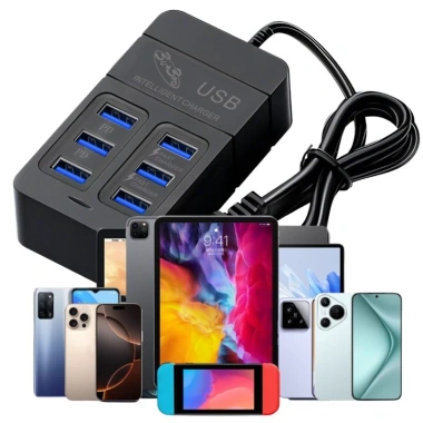 Bộ sạc USB đa cổng 35W sạc nhanh, ổ cắm EU/Mỹ, chuyển đổi phích cắm điện thoại 8