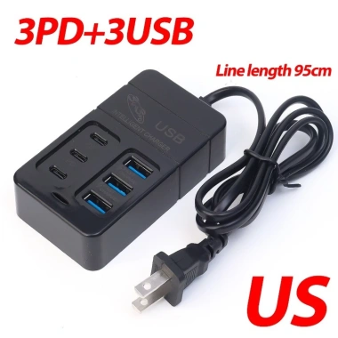 Bộ sạc USB đa cổng 35W sạc nhanh, ổ cắm EU/Mỹ, chuyển đổi phích cắm điện thoại 9