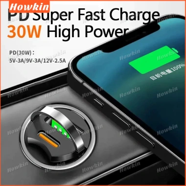 Bộ sạc xe hơi 100W PD Sạc nhanh QC3.0 Mini USB Type-C cho iPhone, giá 47.520 VND 3