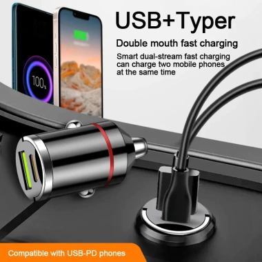 Bộ sạc xe hơi 100W PD Sạc nhanh QC3.0 Mini USB Type-C cho iPhone, giá 47.520 VND 5