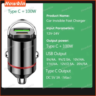 Bộ sạc xe hơi 100W PD Sạc nhanh QC3.0 Mini USB Type-C cho iPhone, giá 47.520 VND 7
