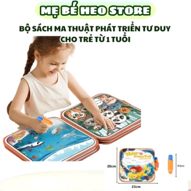 Bộ sách ma thuật vẽ nước cho bé - Sách tô màu tái sử dụng kèm bút, chỉ 150.000₫
