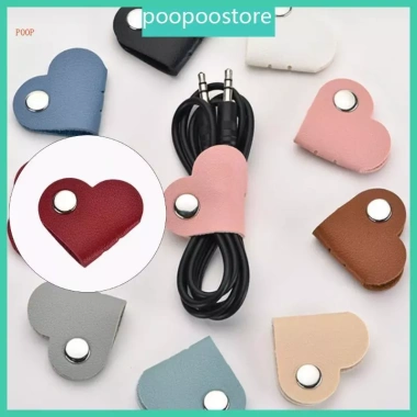 Bộ sắp xếp dây da hình trái tim - quản lý cáp tai nghe, giữ gọn, phong cách