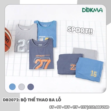 Bộ Sát Nách Ba Lỗ Bé Trai 7-12 tuổi 25-42kg Thể Thao Dokma DB1.558 DB2.072 DB1.250 DB2.627 189.000₫ 4