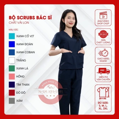 Bộ scrubs bác sĩ cổ tim màu xanh - đồng phục kỹ thuật viên, điều dưỡng, spa, vải lon co giãn, giảm giá từ 187k xuống 143.9k Bộ scrubs bác sĩ cổ tim màu xanh - đồng phục kỹ thuật viên, điều dưỡng, spa, vải lon co giãn, giảm giá từ 187k xuống 143.9k