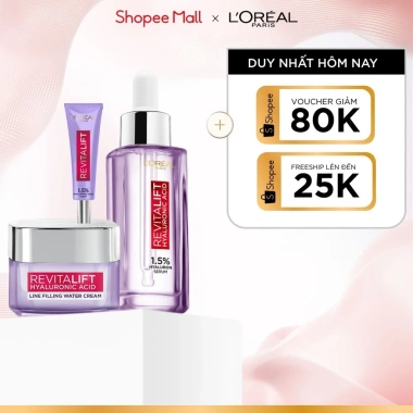 Bộ Serum Cấp Ẩm Sáng Da + Kem Dưỡng Revitalift Hyaluronic Acid - Siêu ẩm giảm nếp nhăn, giá 406.000 VND Bộ Serum Cấp Ẩm Sáng Da + Kem Dưỡng Revitalift Hyaluronic Acid - Siêu ẩm giảm nếp nhăn, giá 406.000 VND