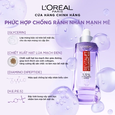 Bộ Serum Cấp Ẩm Sáng Da + Kem Dưỡng Revitalift Hyaluronic Acid - Siêu ẩm giảm nếp nhăn, giá 406.000 VND 8 Bộ Serum Cấp Ẩm Sáng Da + Kem Dưỡng Revitalift Hyaluronic Acid - Siêu ẩm giảm nếp nhăn, giá 406.000 VND 8