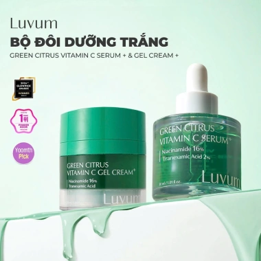 Bộ Serum & Kem Dưỡng Trắng Mờ Thâm Nám Tranexamic + 16% Niacinamide Luvum Green Citrus Vitamin C - 949k 2 Bộ Serum & Kem Dưỡng Trắng Mờ Thâm Nám Tranexamic + 16% Niacinamide Luvum Green Citrus Vitamin C - 949k 2