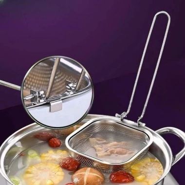 Bộ sét 2 vợt lẩu nhúng mì - Muôi cài nồi lọc vớt thực phẩm, giá 34.000₫, an toàn 5