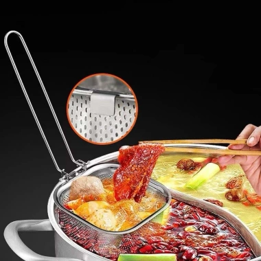 Bộ sét 2 vợt lẩu nhúng mì - Muôi cài nồi lọc vớt thực phẩm, giá 34.000₫, an toàn 6