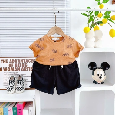 Bộ Set Áo Tay Cộc Quần Túi In Hình Dễ Thương Cotton Mềm Mịn Co Giãn Giá 84k