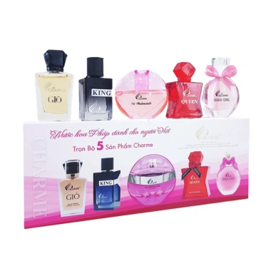Bộ Set Nước Hoa Charme Mini 5 chai 10ml - Hương thơm quyến rũ, Giá ưu đãi 250.000 VND 3 Bộ Set Nước Hoa Charme Mini 5 chai 10ml - Hương thơm quyến rũ, Giá ưu đãi 250.000 VND 3