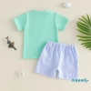 Bộ short mùa hè Aqua-Boys áo thêu cá cổ chữ O, quần sọc - Giá ưu đãi 240k 4