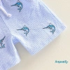 Bộ short mùa hè Aqua-Boys áo thêu cá cổ chữ O, quần sọc - Giá ưu đãi 240k 8