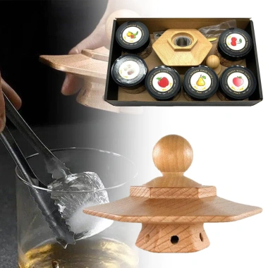 Bộ Smoker Kit 6 hương vị cocktail Máy hút thuốc gỗ phụ kiện bar quà tặng Bourbon sinh nhật không butan