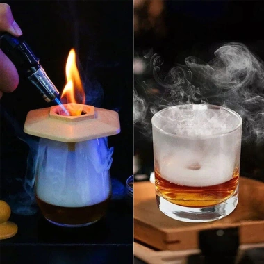 Bộ Smoker Kit 6 hương vị cocktail Máy hút thuốc gỗ phụ kiện bar quà tặng Bourbon sinh nhật không butan