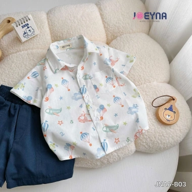 Bộ Sơ Mi Bé Trai Họa Tiết Khinh Khí Cầu Sành Điệu, Ngộ Ngĩnh - Chất Liệu Cao Cấp, Mềm Thấm Hút Mồ, Giá 265.000 VND
