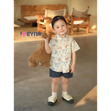 Bộ Sơ Mi Cộc Tay Bé Trai Họa Tiết Khủng Long - Chất Cao Cấp, Mềm Thấm Hút Mồ, Giá Ưu Đãi 275k