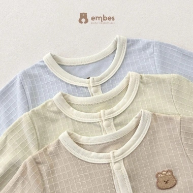 Bộ Sơ Sinh Embes Dài Tay Cài Thẳng Kẻ Ô Cotton Mềm Mại 0-9 Tháng - 188k 2