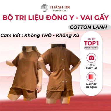 Bộ spa đông y Thành Tin - Đồ massage cotton lạnh, cổ tròn nút sau, mềm mịn thoáng mát