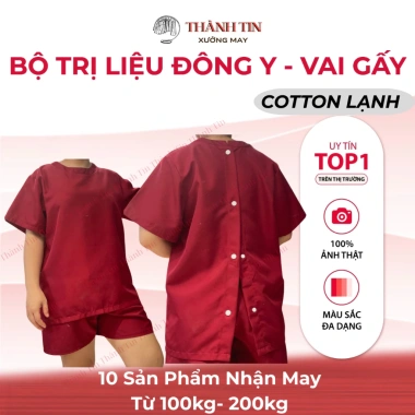 Bộ spa đông y Thành Tin - Đồ massage cotton lạnh, cổ tròn nút sau, mềm mịn thoáng mát