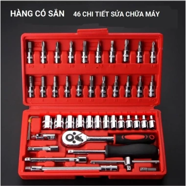Bộ sửa chữa 46 chi tiết hộp đỏ - Dụng cụ đa năng cho ô tô & xe máy, giảm còn 99k