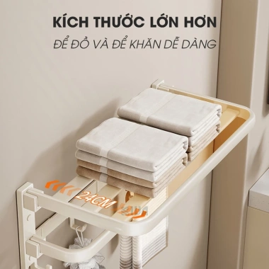 Bộ sưu tập giá kệ treo nhà tắm KIVA trắng ngà nhôm hàng không - Giá 175.000 VND