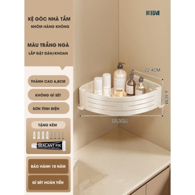 Bộ sưu tập giá kệ treo nhà tắm KIVA trắng ngà nhôm hàng không - Giá 175.000 VND