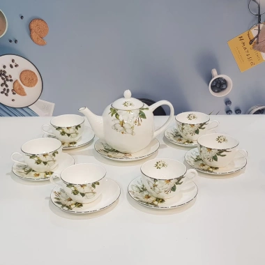 Bộ tách trà sứ bone porcelain 14 chi tiết - Hoa văn tinh tế, hộp quà tặng, 1.359.000₫ 4