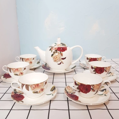 Bộ tách trà sứ bone porcelain 14 chi tiết - Hoa văn tinh tế, hộp quà tặng, 1.359.000₫ 5
