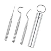 Bộ tăm cầm tay thép không gỉ 304 móc cong - Dụng cụ làm sạch răng du lịch, chỉ 83.958₫ 2