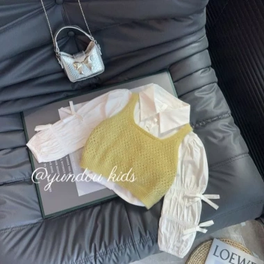 Bộ Tank Top Nữ Đan Màu Nguyên Chất Mùa Thu 2.025 Phong Cách Pháp Dễ Thương Homewear Thoải Mái cho Mọi Mùa 2