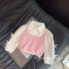 Bộ Tank Top Nữ Đan Màu Nguyên Chất Mùa Thu 2.025 Phong Cách Pháp Dễ Thương Homewear Thoải Mái cho Mọi Mùa 3