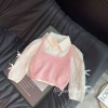 Bộ Tank Top Nữ Đan Màu Nguyên Chất Mùa Thu 2.025 Phong Cách Pháp Dễ Thương Homewear Thoải Mái cho Mọi Mùa 5
