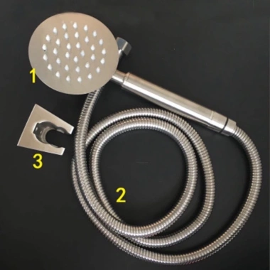 Bộ tay sen tắm inox 304 tròn mỏng an toàn, đầy đủ dây và gác cài, giá 58.000đ