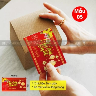 Bộ tem dán Chúc mừng Năm Mới Tết 2.025 hình chữ nhật - Trang trí hộp bánh, kẹo, mứt 28.000₫ 3