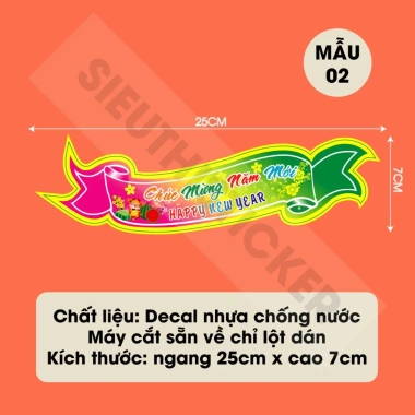 Bộ Tem Dán Tết Decal Nơ cắt sẵn 25x7cm - Trang trí hộp bánh, hũ kẹo, quà mứt, giá 110k