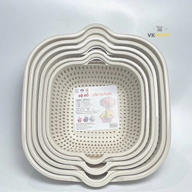 Bộ Thau Rổ 2 Lớp Vuông Nhựa Việt Nhật 6 Món, Kèm Chậu Hứng Nước – Tiện Lợi cho Bếp, Giá 28.000đ 8 Bộ Thau Rổ 2 Lớp Vuông Nhựa Việt Nhật 6 Món, Kèm Chậu Hứng Nước – Tiện Lợi cho Bếp, Giá 28.000đ 8