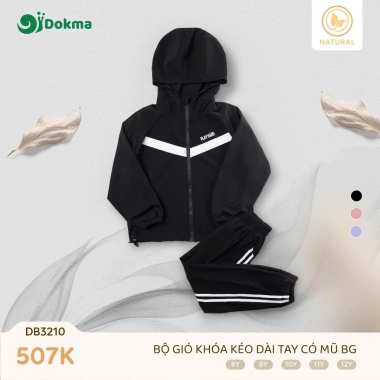 Bộ Thể Thao Dài Tay Kéo Khoá Bé Gái 25-42kg 8-12 tuổi Chất Gió Dokma DB3.210 507k 5 Bộ Thể Thao Dài Tay Kéo Khoá Bé Gái 25-42kg 8-12 tuổi Chất Gió Dokma DB3.210 507k 5